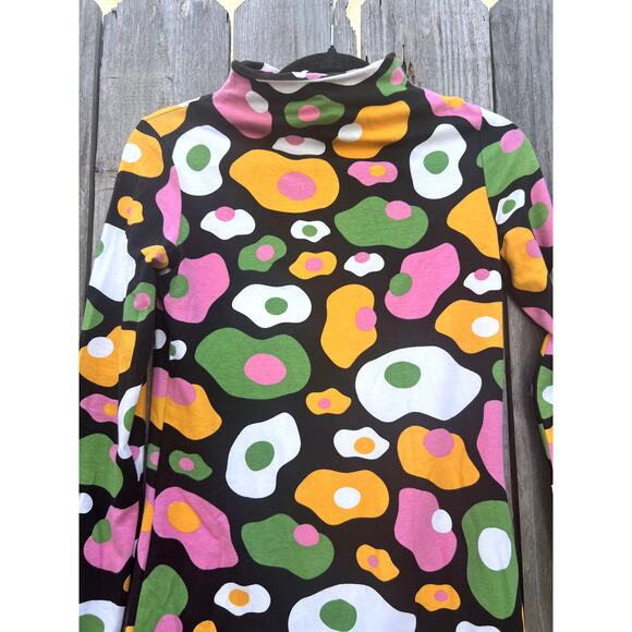 Nooworks | NWOT Olive Egg Psychedelic Print Mock Neck Midi Dress Size XS - Picture 3 of 6